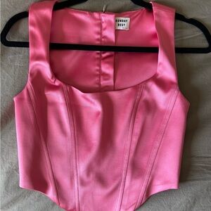 Sunday Best Fuchsia Satin Corset Top